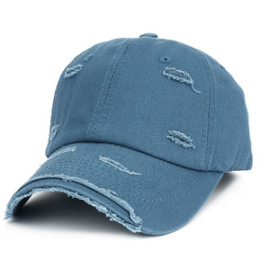 Casquette de baseball en jean déchiré unisexe réglable 6 panneaux style urbain bleu clair décontractée printemps-été en coton avec design vieilli - Product Image 2