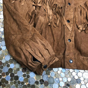 Wholesale Price Women's Fringes Suede Leather Jacket Plain Pattern And <b>Button</b> Front Closure Women Suede Fringes Leather Jackets - Product Image 2