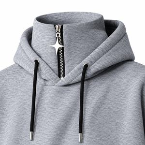Sweat-shirt à capuche gris pour homme, coupe ample, couleur unie, style décontracté, vêtement d'automne, style tricoté, avec poche - Product Image 5