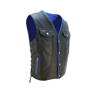 Veste en cuir pour motards à multiples poches pour hommes, veste sans manches pour la conduite à moto, cuir véritable, fabrication sur mesure, vente en gros - Product Image 2