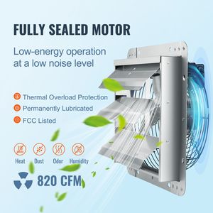 Ventilateur d'extraction mural en aluminium haute vitesse 820 CFM 10FT avec moteur AC et volet, pour l'aération et le refroidissement des greniers, vert, pour l'éco-vie - Product Image 6