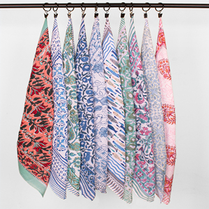 ผ้าพันคอคอตตอนยั่งยืน 100% ลายบล็อกพิมพ์โบฮีเมียน ผ้าพันคอระบายอากาศได้ดี ลายดอกไม้ ผ้าผูกคอแฟชั่น ทันสมัย ใช้ได้ทุกฤดู ไอเดียของขวัญ - Product Image 5