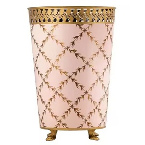 Cubo de Almacenamiento Cilíndrico Ecológico Moderno con Diseño Decorativo de Patrón de Trigo, Cubo de Basura para Interiores/Exteriores con Diseño de Parte Superior Abierta - Product Image 6