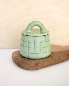 Ceramic Food <b>Storage</b> Jars With Wooden Lids Airtight Minimalist Design Kitchen Spice Containers Cylinder Shape Handcrafted - Product Image 2