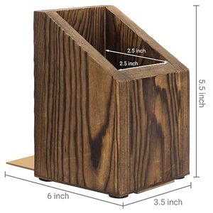 Juego de 2 sujetalibros de madera maciza de lujo, soporte decorativo para libros, sujetalibros para estanterías, escritorio de oficina, biblioteca del hogar, organizador de libros de madera rústica - Product Image 5