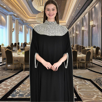 Nouvelle Robe Abaya Musulmane Sophistiquée Grande Taille Modeste en Georgette Longueur Ras du Sol Col Bateau Manches Longues Pailletée Sans Couture Printemps