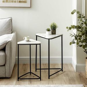 Contemporary Iron Nesting <b>Table</b> With <b>Marble</b> <b>Top</b> Perfect For Living Room <b>Side</b> <b>Table</b> And Coffee <b>Table</b> - Product Image 1
