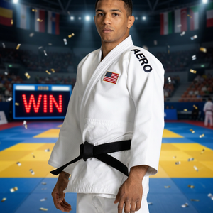AERO AFI Kimono de Judo Blanc Unisexe en Polyester Durable Coupe Ample pour Adulte Tenue de Compétition Tissu 480g Logo Personnalisable sur le Devant - Product Image 5