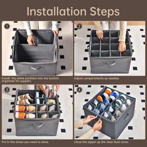 Set di 2 Organizzatori Regolabili per Scarpe da Armadio, Contenitori in Tessuto per Scarpe, Capacità fino a 32 Paia - Product Image 6