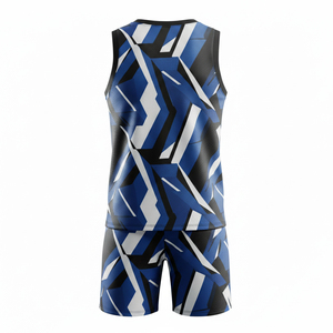 Tenues de basketball personnalisées par le fabricant : Ensemble maillot sans manches col en V et short, anti-boulochage, pour l'entraînement au basketball - Product Image 2