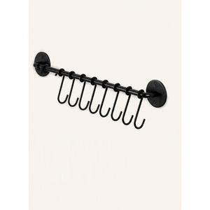 Modern Matte Black Wall Mounted Towel Rack with 8 Heavy-Duty <b>Hooks</b> Bathroom <b>Hook</b> <b>Rail</b> for Home And Kitchen Utensils - Product Image 5