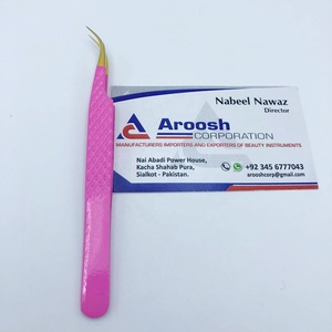 Pince à épiler rose vif couleur Plasma or courbe J pince à épiler extension de cils en acier inoxydable de haute qualité - Product Image 2