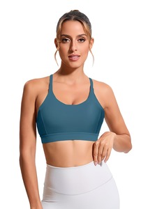 Seamless Moisture Wicking Sports Bra <b>Mesh</b> Back Detailing Spaghetti Racerback Design Pullover Workout <b>Crop</b> <b>Top</b> Blanks - Product Image 2