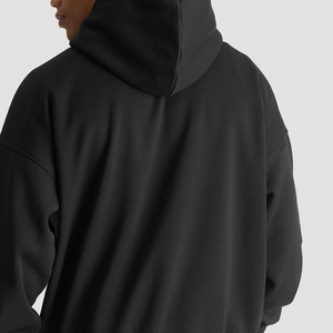 Sweat-shirt à capuche oversize en molleton de coton épais pour homme, col ras du cou, épaules tombantes, logo personnalisé, uni, avec poche, motif uni - Product Image 4