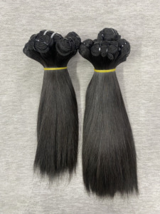 ผมต่อเวียดนามแท้ Remy แบบเครื่องจักรเย็บสองชั้น สีดำ แบบถักเป็นช่อ พร้อมดัดลอนทุกสี ผมหนาแน่นสองชั้น - Product Image 4