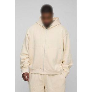 Ensemble de survêtement unisexe à capuche couleur unie, coupe décontractée ample en coton, deux pièces (sweat-shirt et pantalon) pour l'automne - Product Image 2