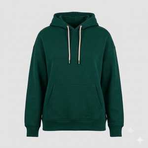 Sweat à capuche unisexe personnalisé vert foncé en coton épais respirant, style streetwear, molleton uni, OEM - Product Image 1