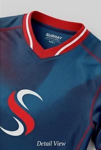 Camiseta de Fútbol Subhay International para Hombre, Cuello en V, Degradado Azul y Rojo, Manga Corta, Absorbe la Humedad, Ajuste Atlético, para Todas las Temporadas - Product Image 5