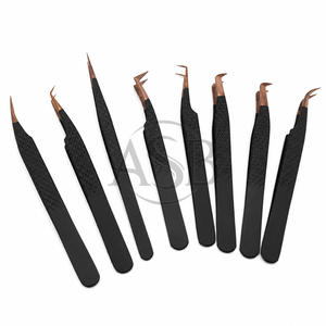 Pinzas para Pestañas Negras con Puntas de Oro Rosa, Agarre de Diamante, Precisión, Acero Inoxidable, Pinzas para Extensión de Volumen, Pinzas para Pestañas de Alta Calidad - Product Image 3