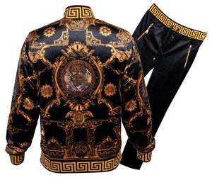 High Quality Vintage Streetwear Custom LOGO Heat-Transfer Printed Tracksuit Zipper Jacket <b>Pants</b> Set Men/Women 100% Polyester - Product Image 4