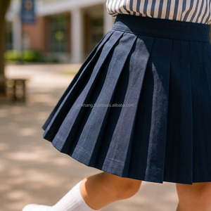 Ensemble uniforme scolaire en coton Oxford pour garçons et filles, chemise rayée, pantalon bleu marine, jupe, tenue scolaire blanche, personnalisable - Product Image 6