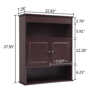 Mobiletto da Bagno a Due Ante in Legno da Parete con Armadietto Portamedicinali Integrato - Product Image 6