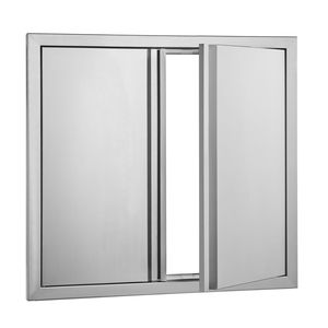 Porta da Cucina Esterna in Acciaio Inox 26W X 24H, Doppia, a Incasso Verticale a Muro, per Accesso BBQ - Product Image 1