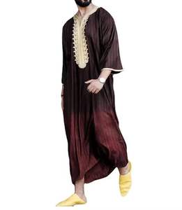 Conjunto de Jubbah Thobe, Ropa Islámica, Vestido Árabe Informal de Poliéster, Largo hasta el Suelo, Manga Larga, Transpirable - Product Image 4