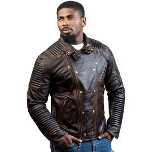 Nouvelle arrivée : veste de motard pour homme en cuir véritable noir et marron, couleurs personnalisées, export du Pakistan, prix avantageux, meilleur rapport qualité-prix - Product Image 1