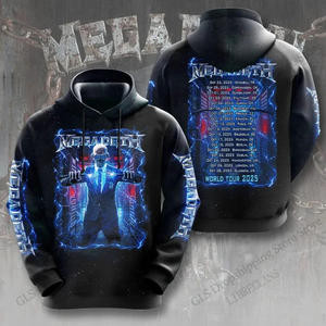 Men's Black Megadeth <b>Band</b> Graphic Print Pullover <b>Hoodie</b> Jersey Casual Regular Fit 100% Cotton Digital Printing - Product Image 3