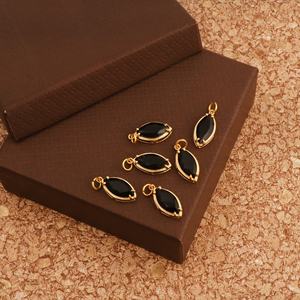 Elegant Black <b>Onyx</b> Marquise Gemstone Charm Connector Gold Plated Prong Set for <b>Necklace</b> Making Handmade Fashion Pendants Charms - Product Image 4