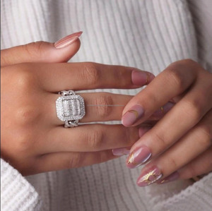 Fully <b>Iced</b> Out Baguette & Round Cut Cluster Moissanite Diamond Men's Hip Hop Engagement Wedding <b>Ring</b> 925 Sterling Silver Jewelry - Product Image 6
