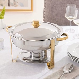 Casserole isotherme en acier inoxydable avec poignées dorées et couvercle, diamètre 33 cm, design glamour - Product Image 6