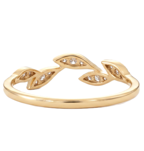 Anillo Apilable Minimalista con Diseño de Hoja y Diamante de Laboratorio Redondo, Oro Sólido de 14K/18K, Inspirado en la Naturaleza, Anillo Delicado de Promesa de Boda - Product Image 4