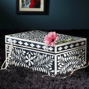 High Grade Bone Inlay Jewelry <b>Box</b> with Polished Surface and <b>Soft</b> Inside Lining for Women Accessories & Bedroom Decor from India - Product Image 2