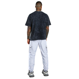 T-shirt pour homme en polyester/coton délavé à l'acide avec logo personnalisé, respirant, anti-UV, coupe classique, imprimé, vêtement décontracté - Product Image 4