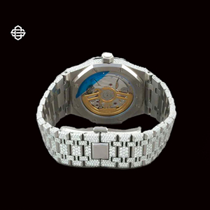 Elegante Reloj de Hombre con Correa de Acero Inoxidable, Diamantes de Moissanita y Cuarzo, Esfera de 20 mm, Números Arábigos, Cristal, Estilo Ejecutivo - Product Image 4