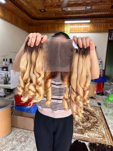 Bouncy Curly With <b>Ombre</b> Blonde Color 12A Grade Vietnamese Human <b>Hair</b> for Black Women Styles - Product Image 2