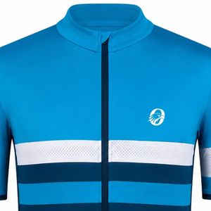 Teal Blue Short Sleeve Cycling Jersey for Unisex Breathable Lightweight Quick Dry 100% Polyester Racing <b>Road</b> Bike Riding - Product Image 3
