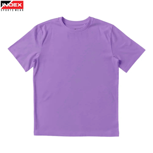T-shirt à manches courtes pour homme, couleur unie, col rond, coupe classique, tricoté, décontracté, violet - Product Image 5