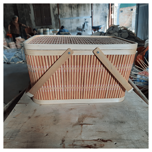 Cesta de regalo de bambú de Vietnam, caja ecológica de bambú con detalles de ratán para regalos festivos, cesta gourmet, set de exhibición artesanal - Product Image 4