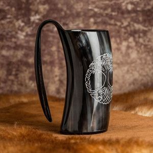 Jarra de Cerveza de Cuerno Natural, Ecológica, Hecha a Mano, Estilo Bohemio, Taza Decorativa de Cuerno de Búfalo Pulido - Product Image 2