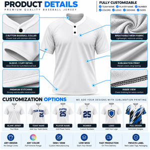 Maillot de baseball personnalisé à 2 boutons, sublimation, devant boutonné, polyester, uniforme d'équipe, respirant, séchage rapide - Product Image 4