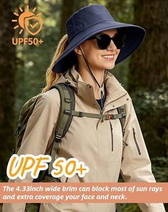 Chapeau Bob Unisexe en Jean Kaki à Large Bord avec Sangle de Menton Réglable Broderie 3D Plage Cyclisme Extérieur Décontracté Adulte Taille 54-56CM Quatre - Product Image 3
