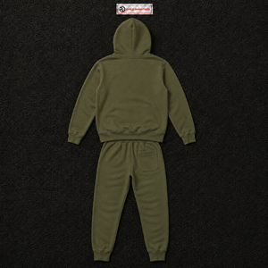 Conjunto de chándal oversize Olive para hombre y mujer, sudadera lisa con capucha y pantalones de chándal de pierna ancha, ropa casual de calle al por mayor - Product Image 6
