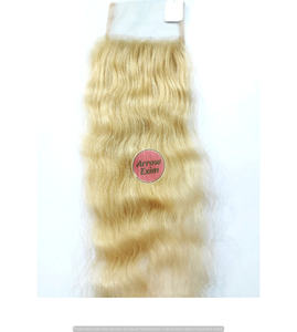 Closure en dentelle 4x4 5x5 en cheveux humains vierges indiens Remy, blond 613 bouclé, avec raie, blanchi et traité - Product Image 6