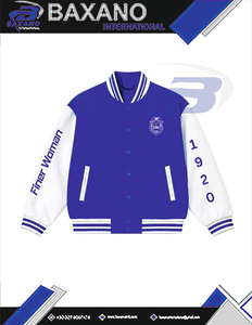 Veste universitaire Zeta Phi Beta ZPB Sorority, bleu et blanc, broderie de lettres grecques, style universitaire, veste de baseball pour femmes - Product Image 4