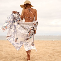 Peignoir Kimono en Soie Satinée à Manches Longues Séchage Rapide, Cadeau Saint-Valentin, Cardigan Turc, Robe de Nuit, Peignoir de Plage