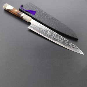 Couteau de chef professionnel LEGACY BLADES en acier Damas japonais, 12 pouces, forgé à la main, manche en résine pleine longueur, finition satinée - Product Image 5