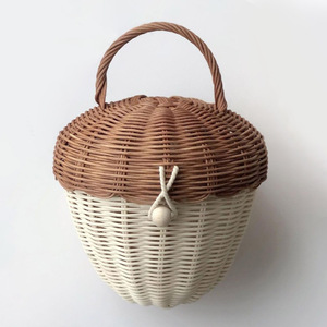 Hermosa bolsa de ratán para bebés y niños pequeños, cesta tejida con asa en forma de bellota, cestas para juguetes infantiles - Product Image 2